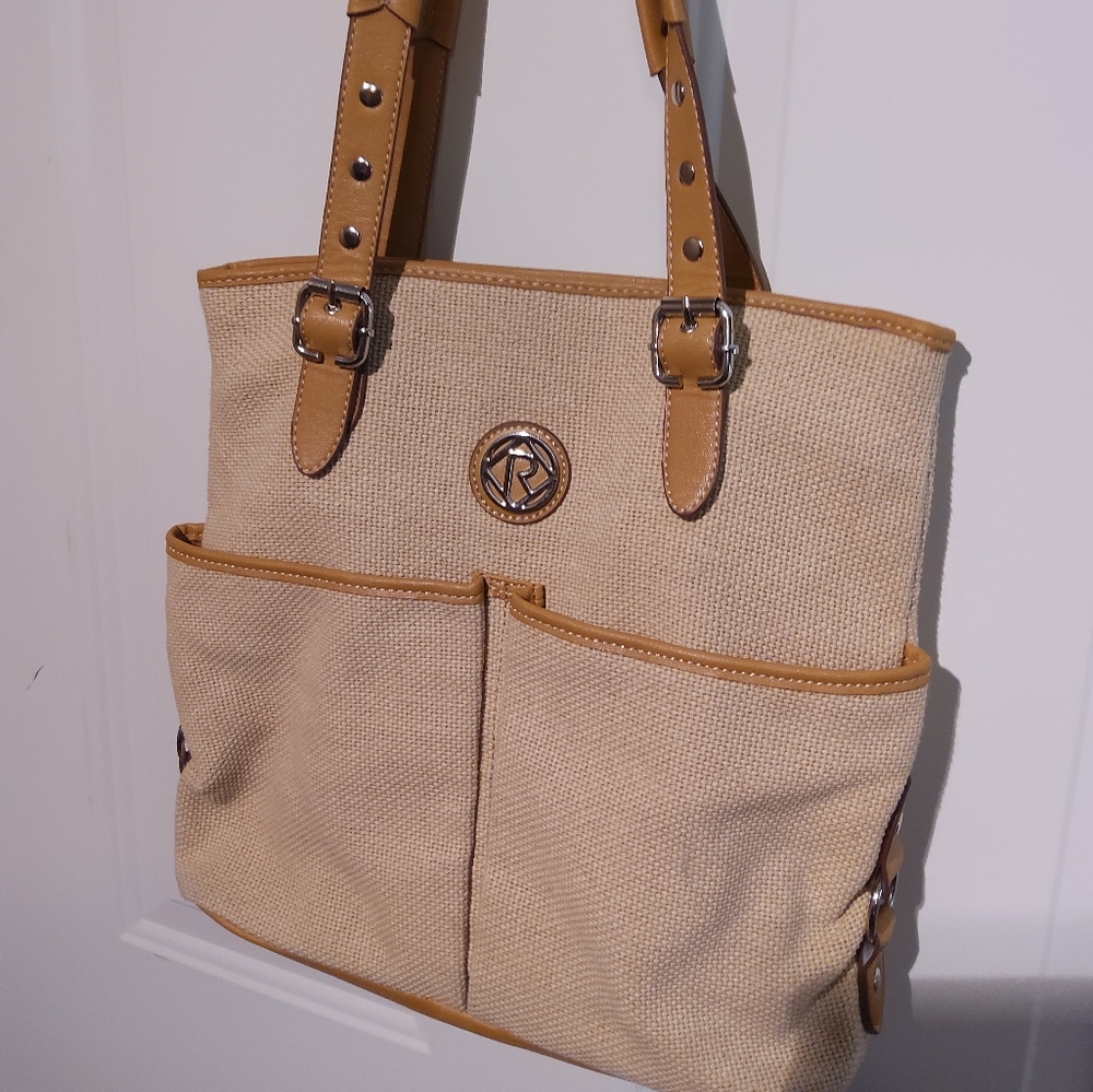 RELIC shoulderbag/tote woven fabric and faux leath